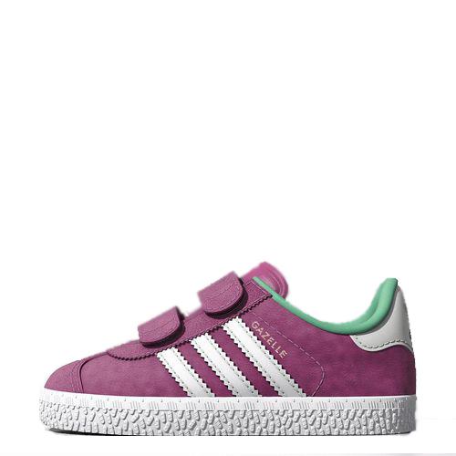 Sneakers rosa con righe bianche del logo adidas, punta stondata